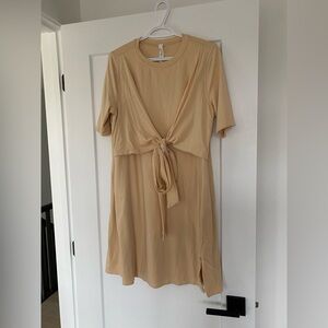 Lululemon Cotton Wrap-Front T-Shirt Dress, Prosecco (tan)